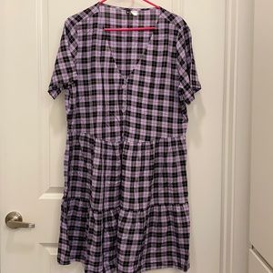 Purple and black checkered spring dress w/ buttons